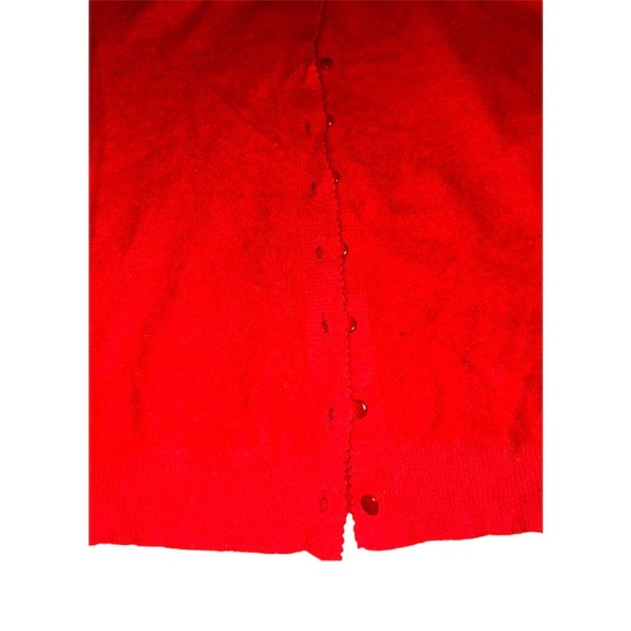 60s Mod Angora Red Fuzzy Button Down Sweater Top - Picture 3 of 4